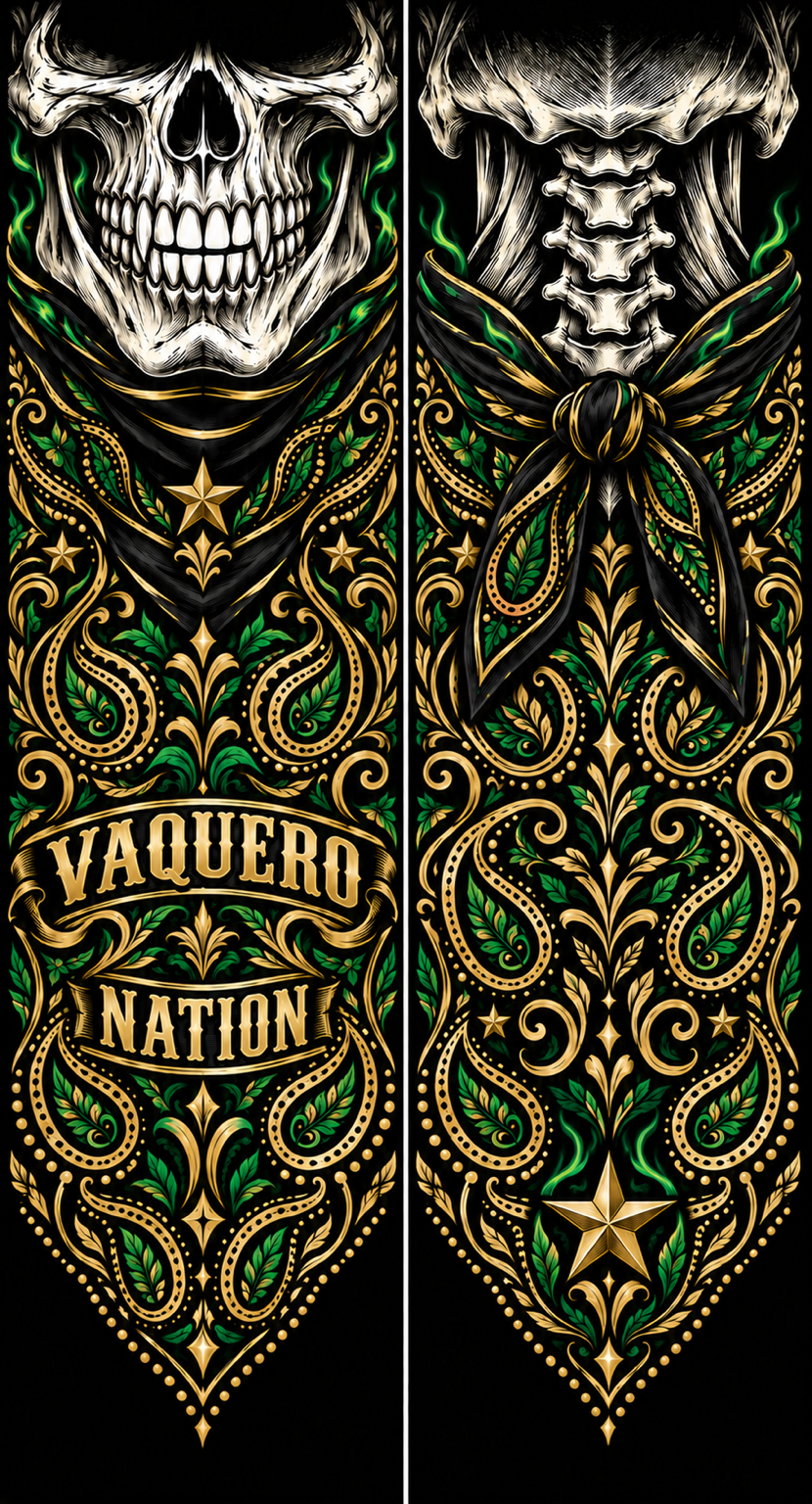 Green and gold skull Gaiters